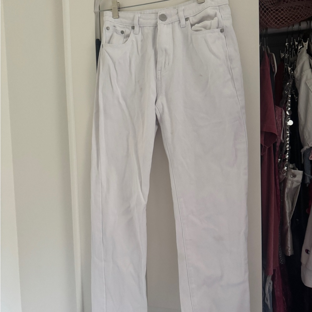 Superdown White Straight Leg Jeans Crisp Style